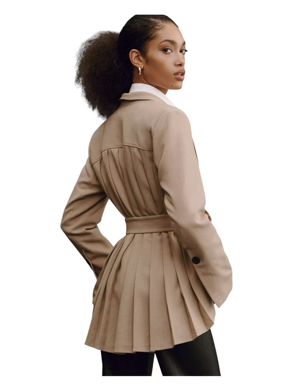 ANTHROPOLOGIE MAEVE Anthropologie Pleated-Back Blazer in Taupe